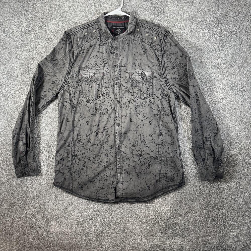 Tranquility Mayhem Shirt XL Western Studded Moto Punk Rockstar Grunge Goth Edgy